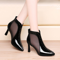 Chelsea boots womens pointy heels 2021 new fashion trends Sexy web yarn lacquered leather Inn wind single boots woman