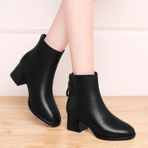 Small Short Boots Woman Plus Suede Cotton Leather Shoes 2021 New Autumn Winter Small Scent Wind Slim heel Heel Soft Leather Martin boots