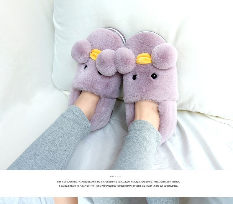 Dép bông nữ mùa đông phim hoạt hình cậu bé lớn cha mẹ trẻ em dày trong nhà túi dễ thương với trẻ em vành đai sang trọng gót chân - Trang chủ dép mang trong nhà nam