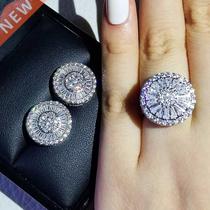 2pcs Pack silver color bride Cushion Cut Zircon Jewelry Set