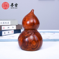 Looking for ancient flower pear wood carving gourd ornaments solid wood carving gourd home living room decoration decoration mahogany crafts