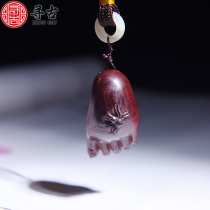 Looking for ancient lobular red sandalwood carving contentment creative solid wood handlebar mahogany car decoration pendant