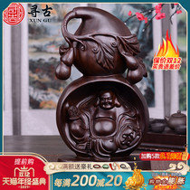 Looking for ancient ebony wood carving Fuzhongfu Maitreya Buddha ornaments solid wood crafts home accessories collection gift gifts