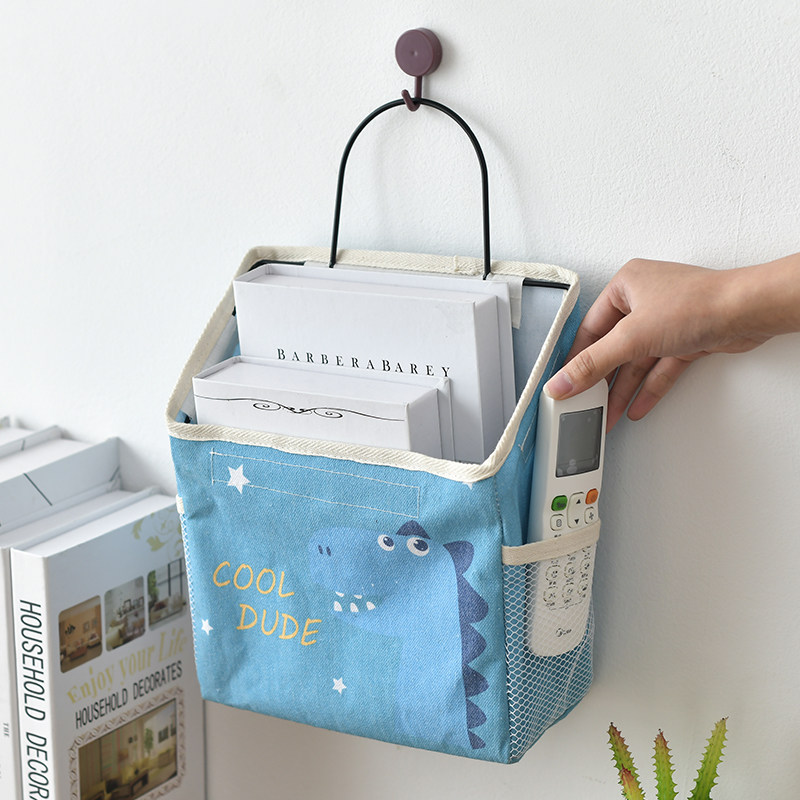 Fabric storage bag hanging wall headboard door wall hanging bag cartoon wall hanging dormitory sundries storage bag
