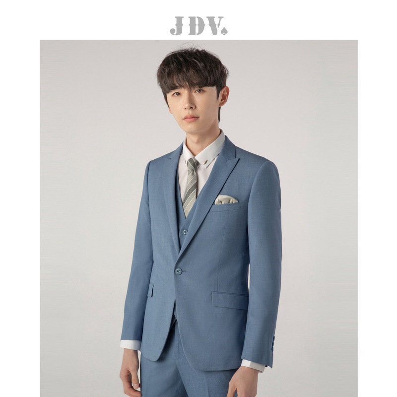 JDV nam mùa xuân mới màu xanh Casual Anh Gió nam Suit Jacket nam Set Tây Lên trên