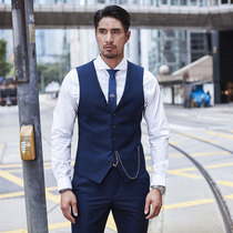 JDV mens autumn new mens navy blue business commuter V-neck solid color gentleman dress suit vest