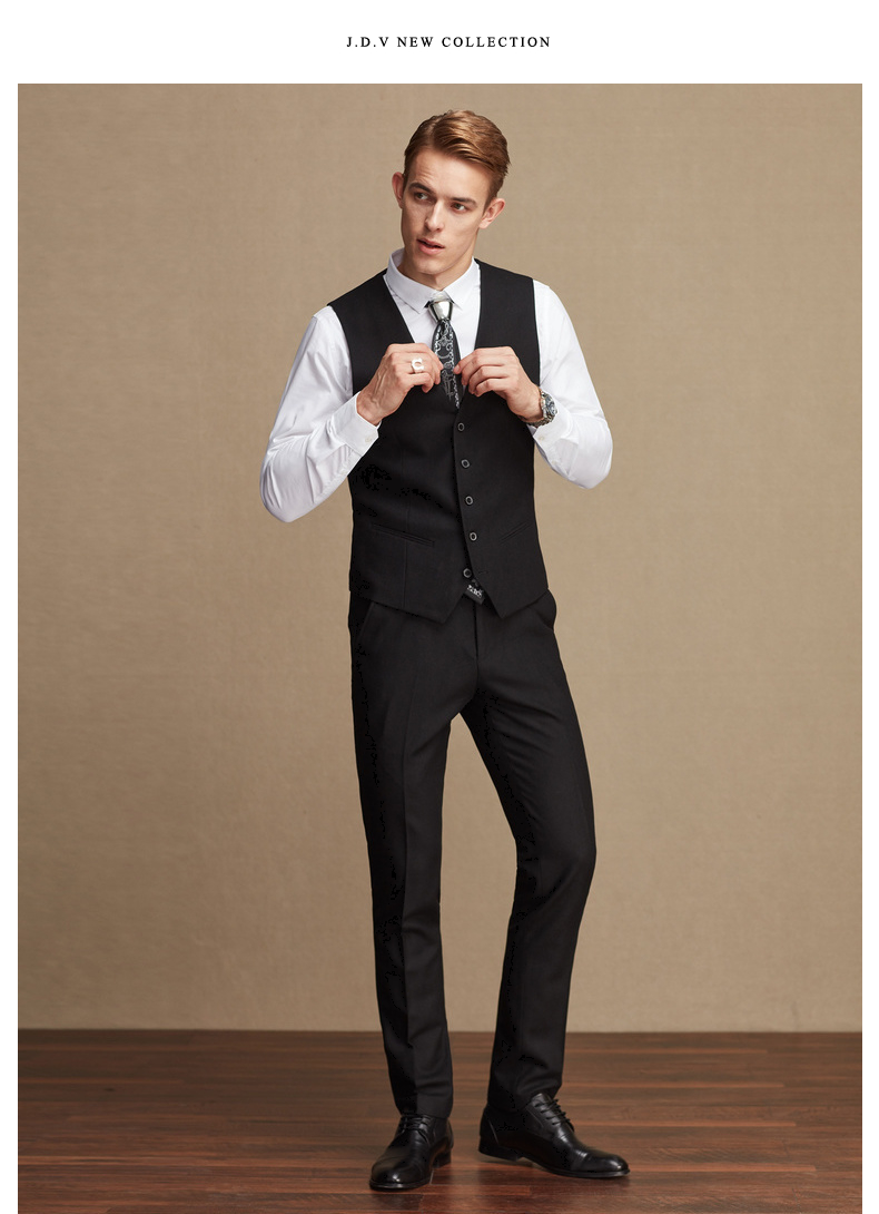 Quần áo nam JDV mùa thu nam đi lại mỏng len vest khâu vest nam giản dị WCV7834BLK - Dệt kim Vest áo vest nam body