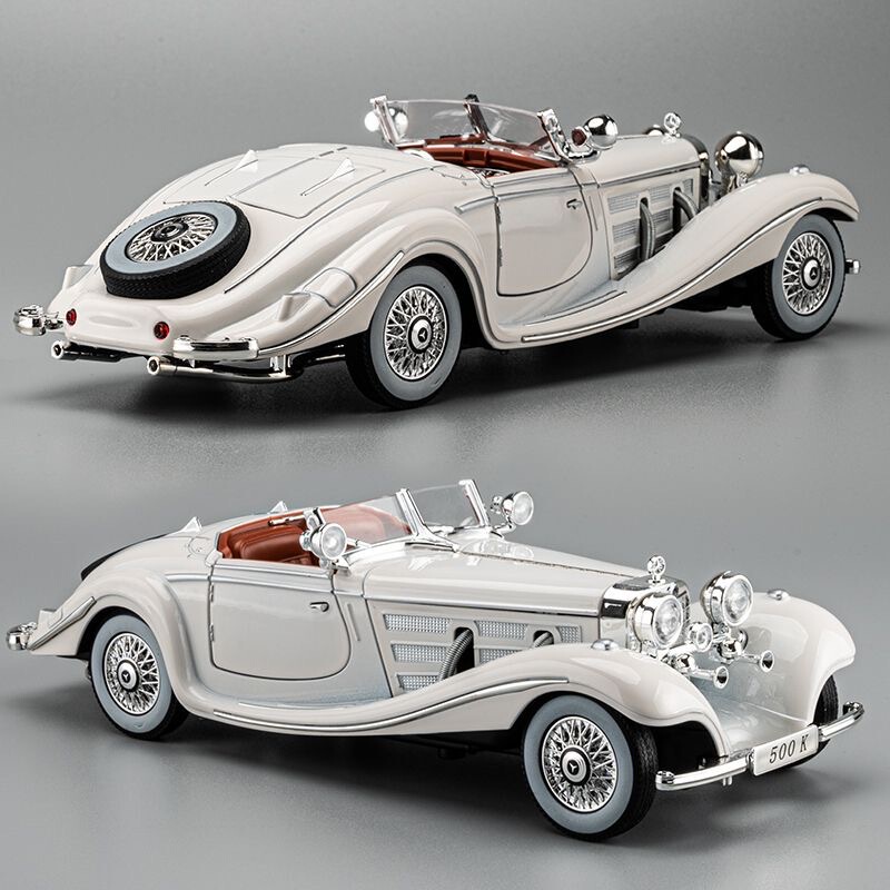 1:36 Retro Mercedes-Benz 500K Car Replica, Real Alloy Nostalgic Classic Car Model Ornament, Boys' Toy Car 1:36 Retro Mercedes-Benz 500K Car Replica, Real Alloy Nostalgic Classic Car Model Ornament, Boys' Toy Car