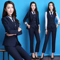 Career Jacket Womens small suit ladies stripes dress suit fashion temperament College student interview work clothes
