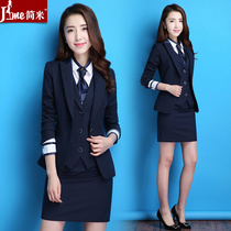 High-end professional suit female fashion temperament new waistcoat dress dress dress womens set hotel front desk overalls autumn