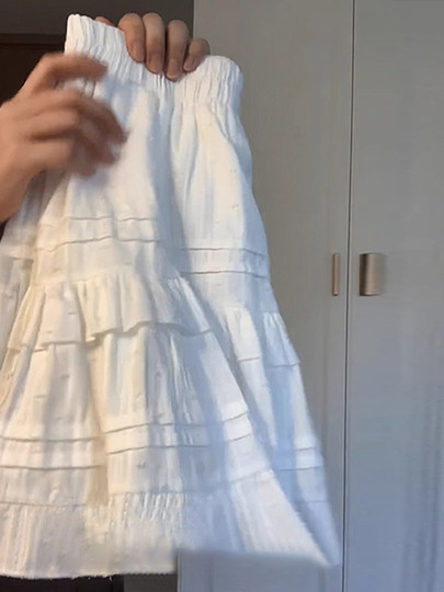 芭蕾风白色半身裙女夏季2025新款a字小个子蛋糕蓬蓬裙荷叶边短裙