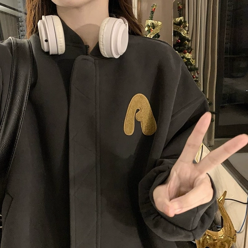 Бейсбольная форма, осенняя демисезонная ретро куртка, премиум класс, свободный крой, в американском стиле, с вышивкой