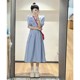 2024 New French V-neck Shirt Dress Women's Summer Ruffle Design Gentle Style Long Skirt