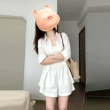 Белая весенняя рубашка, тонкая куртка, французский стиль, защита от солнца, изысканный стиль, яркий броский стиль, оверсайз