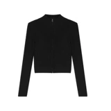 Ретро черный кардиган с молнией, свитер, куртка, весенний короткий лонгслив, в американском стиле, облегающий крой