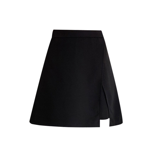 Black split skirt 2022 new autumn and summer short skirt design sense niche high waist thin irregular a-line skirt