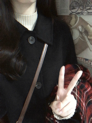 Шерстяное пальто, демисезонная длинная черная куртка, средней длины, подходит для подростков