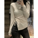 Белый цветной трикотажный демисезонный лонгслив, в западном стиле