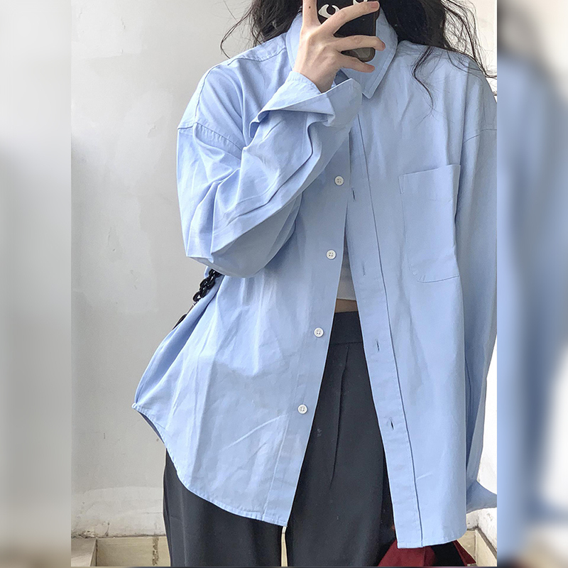 Korean Style Summer Outfits 2026 New Blue Shirt Women's Jacket Long-Sleeve Shirt with a French Chic Design Top Korean Style Summer Outfits 2026 New Blue Shirt Women's Jacket Long-Sleeve Shirt with a French Chic Design Top