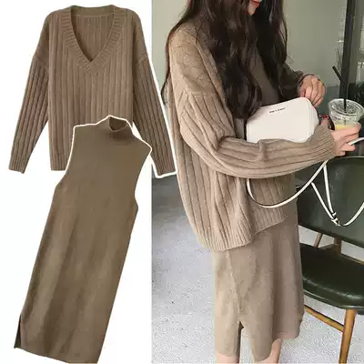 Spring dress women Hepburn light mature style two-piece set temperament Imperial sister fashion dress Hong Kong style retro chic new