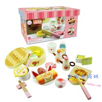 Childrens cooking toys kitchen wooden simulation food boys and girls family 4 babies 3-6 years old Che Che Le set