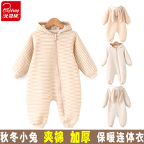 Arctic velvet baby spring and autumn warm outer clothing colored cotton baby one-piece clothes newborn clothes cotton clothes