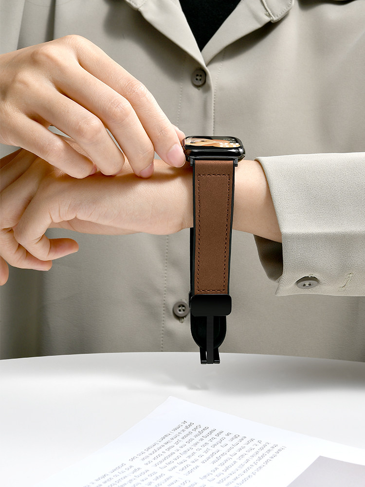 [Old Money Style] First Guard New Model Compatible iWatch Strap S11 Crazy Horse Leather Silicone Magnetic 10 Apple Watch Applewatch S9 Genuine Leather 8 Ultra 7 Autumn Winter 6 Men 5 Women Se3/21