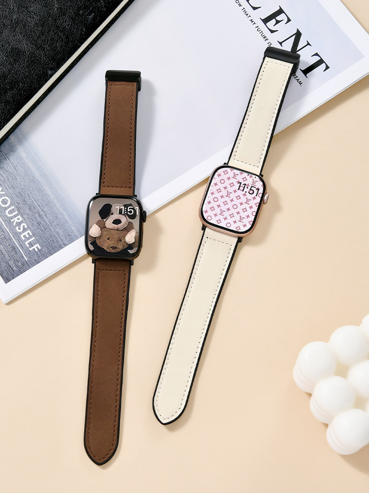 [Old Money Style] First Guard New Model Compatible iWatch Strap S11 Crazy Horse Leather Silicone Magnetic 10 Apple Watch Applewatch S9 Genuine Leather 8 Ultra 7 Autumn Winter 6 Men 5 Women Se3/21