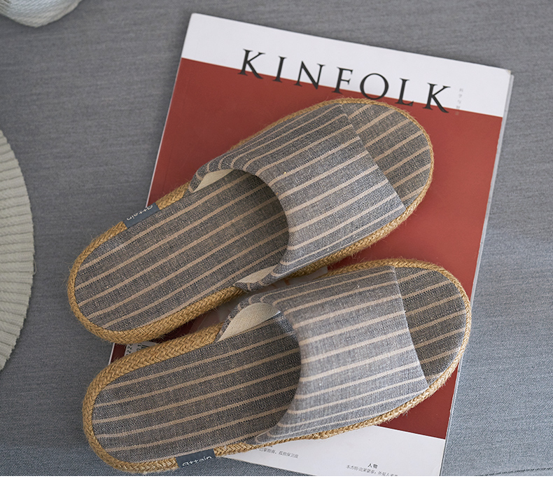 Fargang Bắc Âu cotton và dép dép nữ trong nhà cặp vợ chồng chống trượt mềm dưới cùng vải lanh dép dép nam nhà bốn mùa - Trang chủ dép mang trong nhà tắm