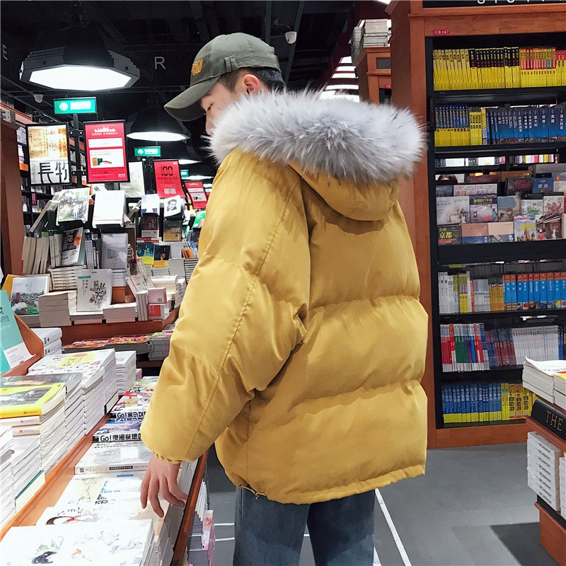 Bộ dụng cụ áo khoác đôi mùa đông phiên bản một nam và một nữ sinh viên bf áo gió dày cotton áo ngắn phần Hàn Quốc