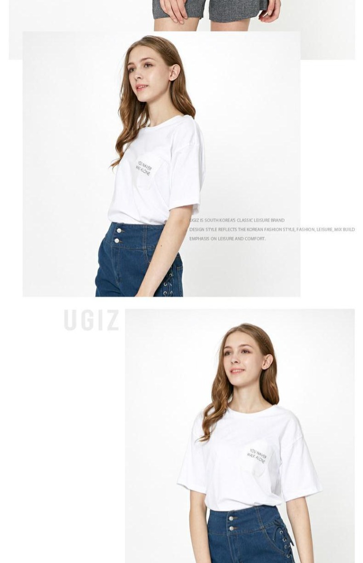 UGIZ2018 hè mới dành cho nữ bình thường màu cổ tròn chữ ngắn tay áo thun nữ hàng đầu UBTB501A - Áo phông áo thun ôm nữ cao cấp