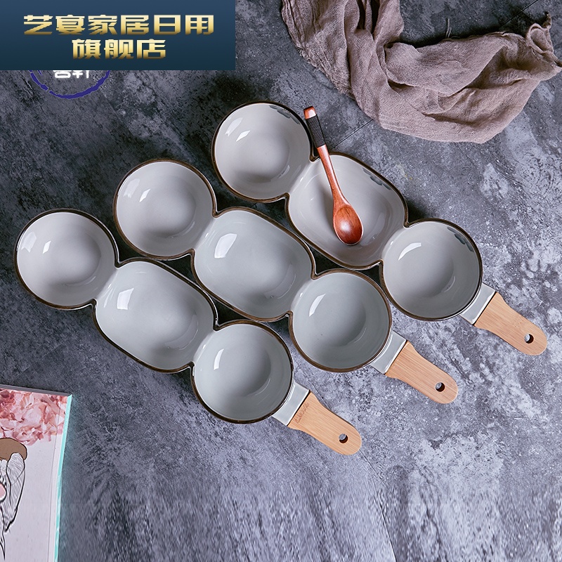 CX fruit bowl household ceramic bowl Japanese under the glaze color creative 3 even to use style bowl of salad bowl with the bowl