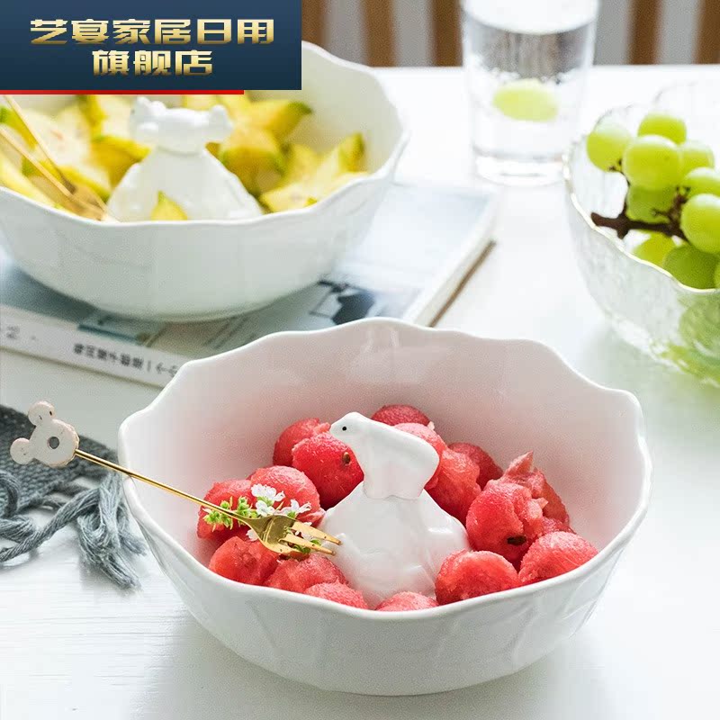 Creative household web celebrity ceramic bowl large polar bear fruit salad bowl new express it in Korean good - & tableware