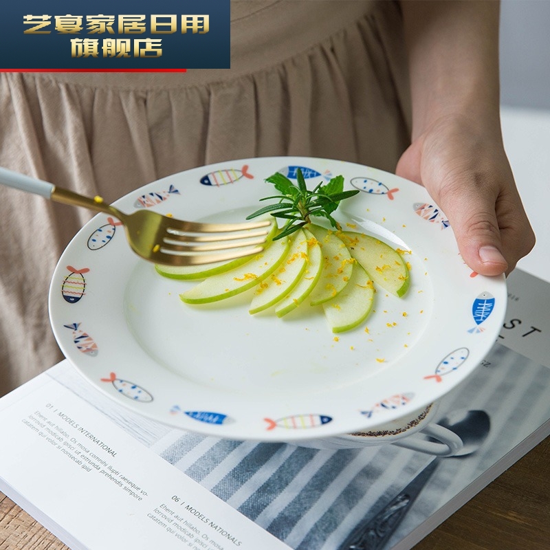Draw was 28 fish head home dishes suit dishes dish bowl of soup plate 4/6 people eating jingdezhen ceramic tableware
