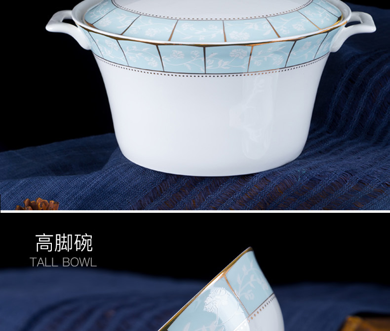 Dishes suit household jingdezhen ceramic ipads China contracted combination Chinese small pure and fresh and cutlery set Dishes