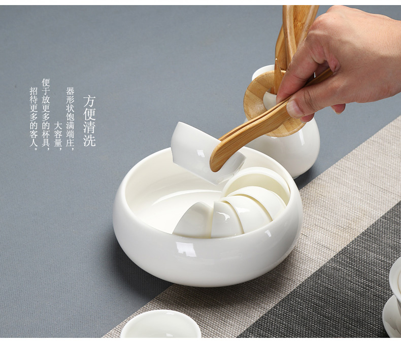 Suet jade tea wash jade porcelain ceramic large writing brush washer in household porcelain tea set with washing water jar for wash bowl