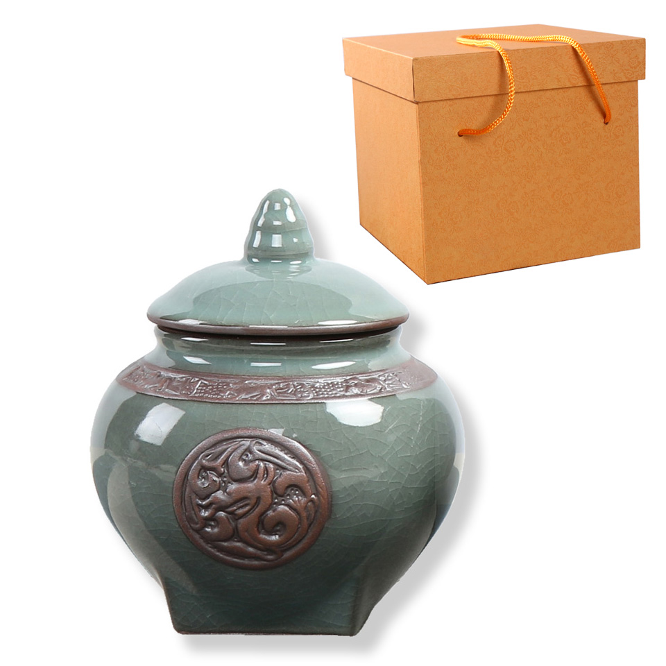Your up packing gift box sealed jar large ice crack pu - erh tea storage POTS ceramic elder brother elder brother up up caddy fixings