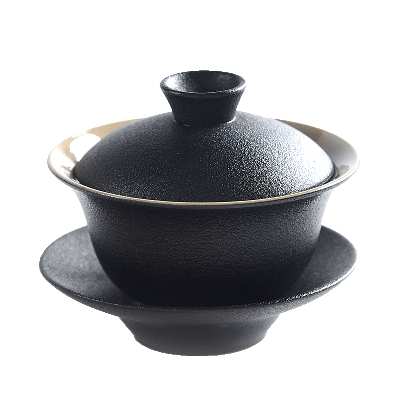 Ceramic only three bowl to bowl kung fu tea tea for the tea cup of black and white coarse pottery tea tureen Japanese zen