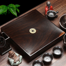 Square whole slab ebony tea tray mahogany kung fu tea set log solid wood drainage tea table tea tray Tea Sea