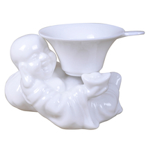 All-white jade porcelain tea filter net filter Tea leakage Tea ceremony Tea set accessories Ceramic filter Lucky Buddha
