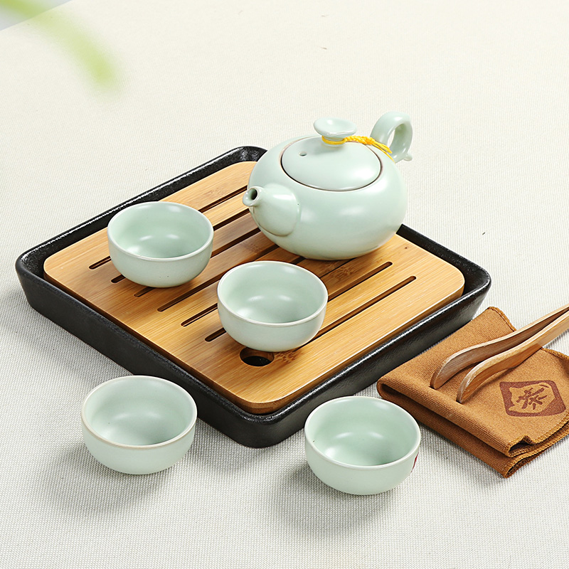 Bamboo tea suit small ceramic tea tray was small dry tea Japanese travel kung fu tea service of tea of a complete set of the sea