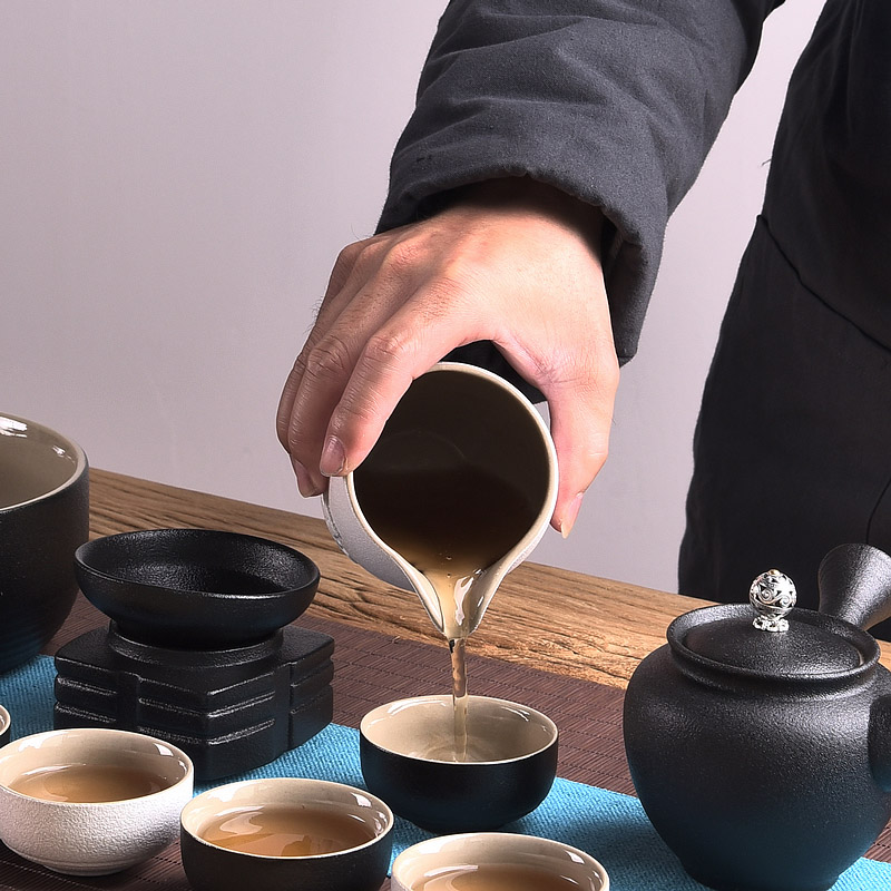 Thickening of the heat - resistant ceramic small coarse pottery Japanese portion holding public cup tea, kungfu tea set) fair keller of black