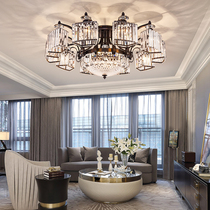 Crystal living room lamps Modern simple atmosphere ceiling lamp 2021 new bedroom lighting round American light luxury