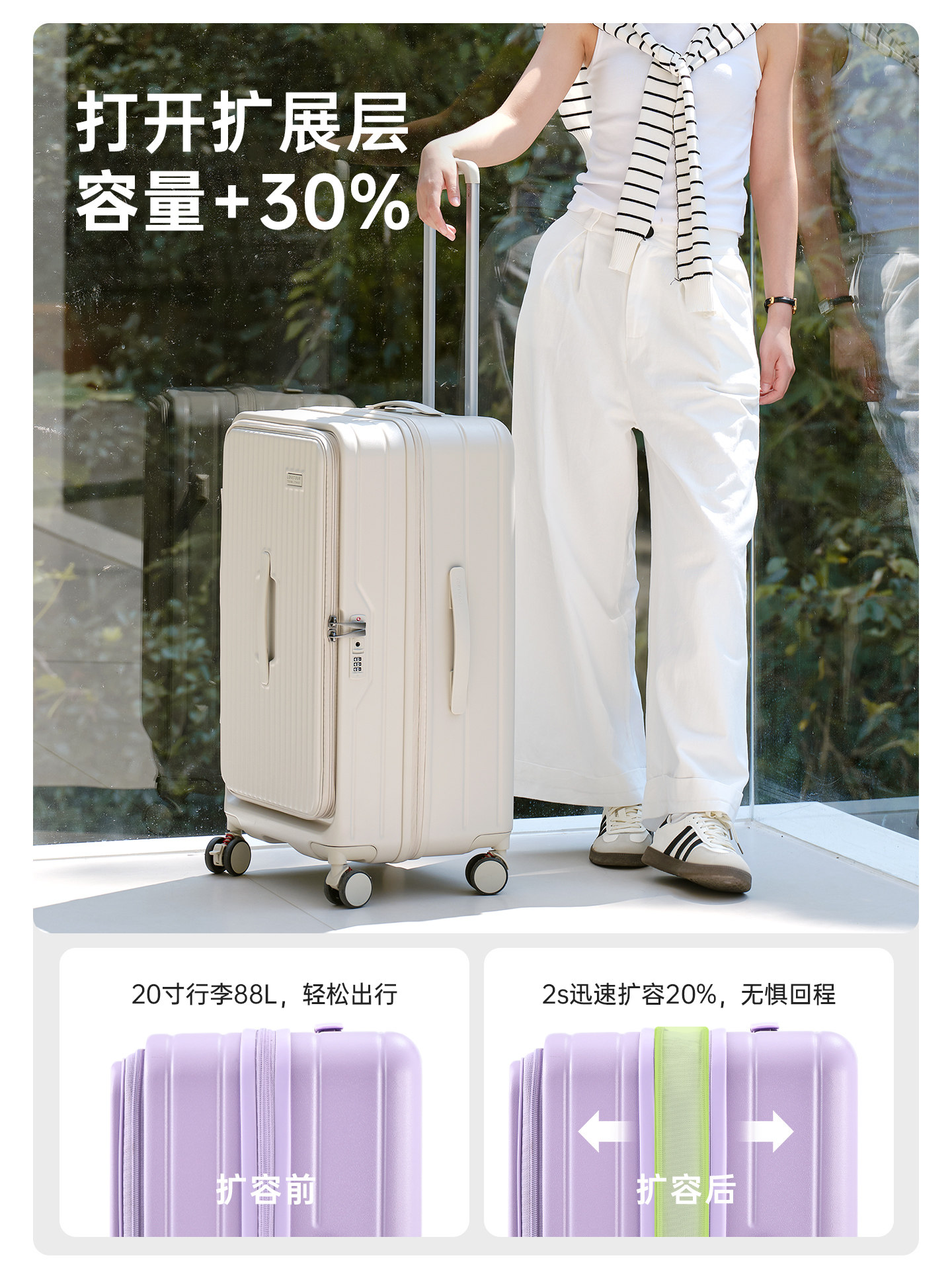 Side-Opening Large-Capacity Expandable Trolley Suitcase for Women, 2025 New Model, Thickened Travel Suitcase for Women, Male Students