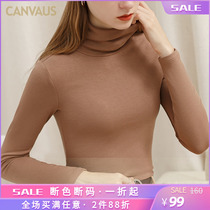 DBS High collar beating undershirt woman autumn and winter long sleeves tight fit and thick womens clothing blouses black mans-up undershirt