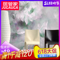 Home steward modern abstract beautiful personality Lotus oil painting knife painting living room bedroom seamless mural wall cloth customization