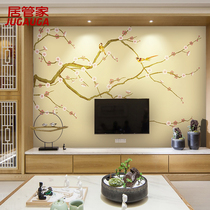 New Chinese wallpaper TV background wall wallpaper flowers and birds wallpaper bedroom living room 3d seamless wall cloth film and television Wall mural