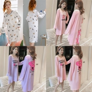 Bộ đồ ngủ cotton mùa xuân và mùa thu nữ mùa hè Phiên bản Hàn Quốc của sinh viên lỏng lẻo ngọt ngào và đáng yêu có thể mặc bên ngoài phụ nữ mang thai phục vụ mùa đông