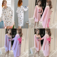 Bộ đồ ngủ cotton mùa xuân và mùa thu nữ mùa hè Phiên bản Hàn Quốc của sinh viên lỏng lẻo ngọt ngào và đáng yêu có thể mặc bên ngoài phụ nữ mang thai phục vụ mùa đông váy ngủ thanh niên mùa hè Hàn Quốc