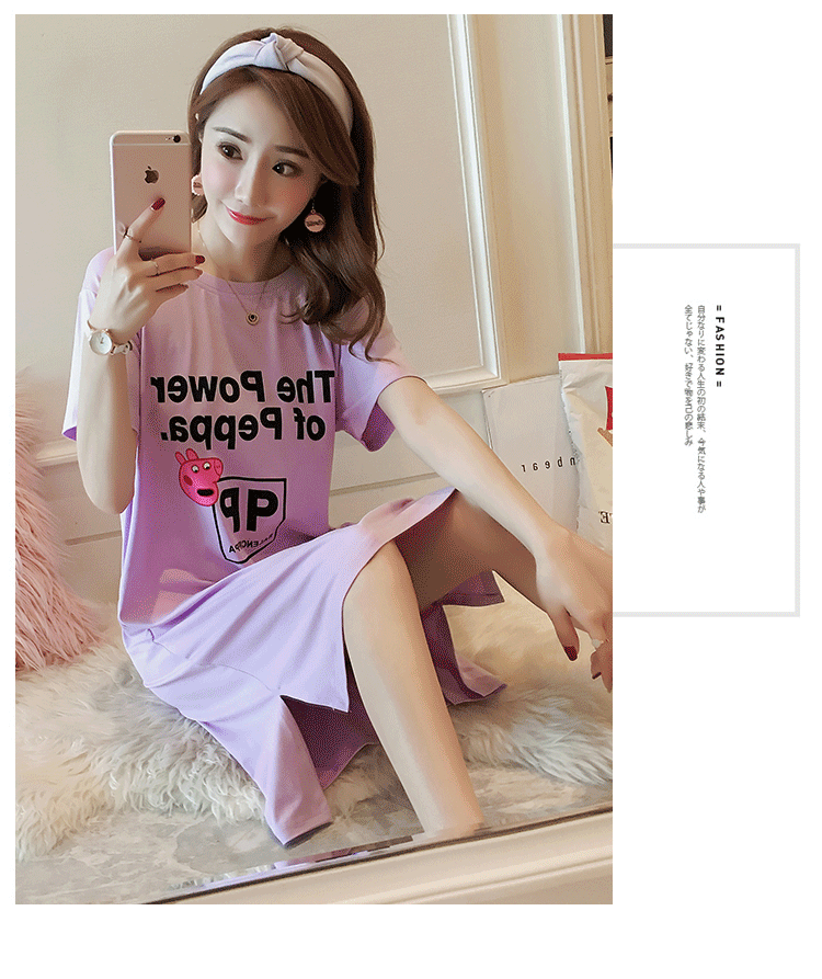 Áo ngủ nữ mùa hè phiên bản Hàn Quốc học sinh tươi Công chúa Modal tay áo ngắn dễ thương có thể mặc bên ngoài dịch vụ nhà dài nội y cao cấp
